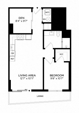 1X Den floor plan