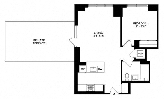 Floor plan layout diagram for 1AR South