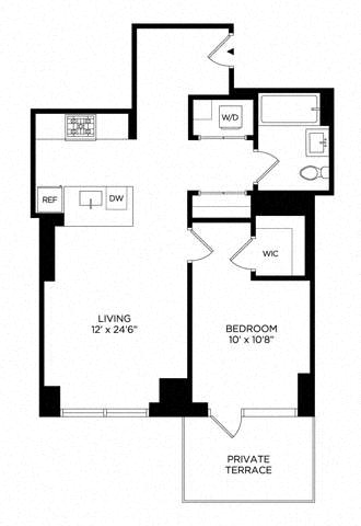 Floor plan layout diagram for 1AY w/ South