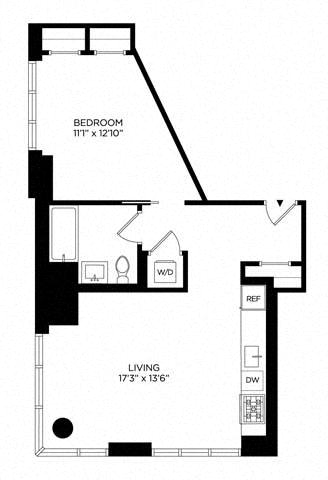 Floor plan layout diagram for 1BA North