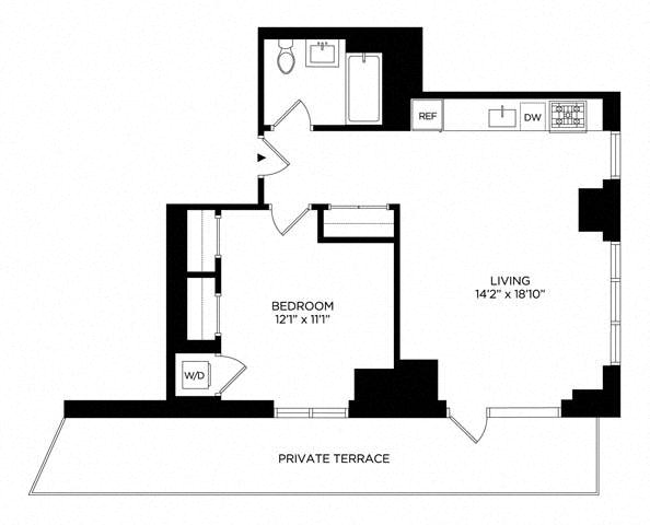 Floor plan layout diagram for 1BG North