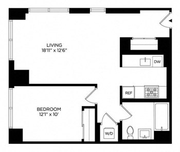 1BH Penthouse South floor plan