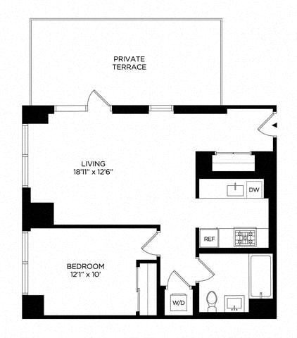Floor plan layout diagram for 1BJ South