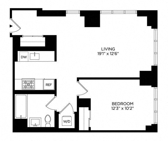 Floor plan layout diagram for 1BM West