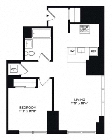 Floor plan layout diagram for 1BT South