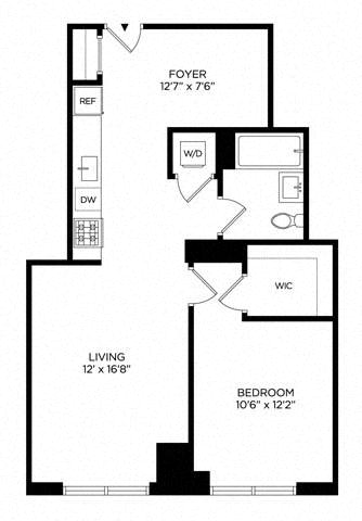 Floor plan layout diagram for 1BV South