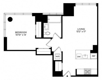 1BW South floor plan