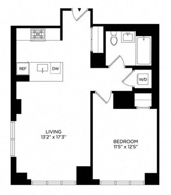 1BX Penthouse East floor plan