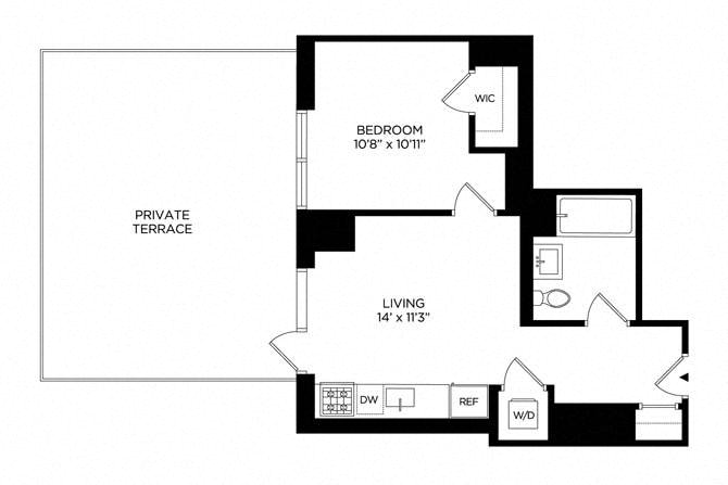 Floor plan layout diagram for 1B East