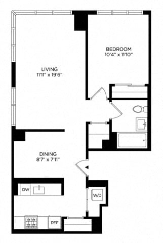 Floor plan layout diagram for 1CK South