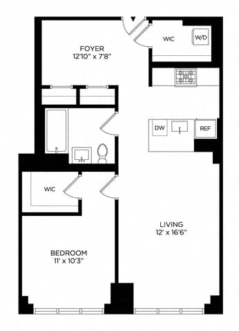Floor plan layout diagram for 1CM West