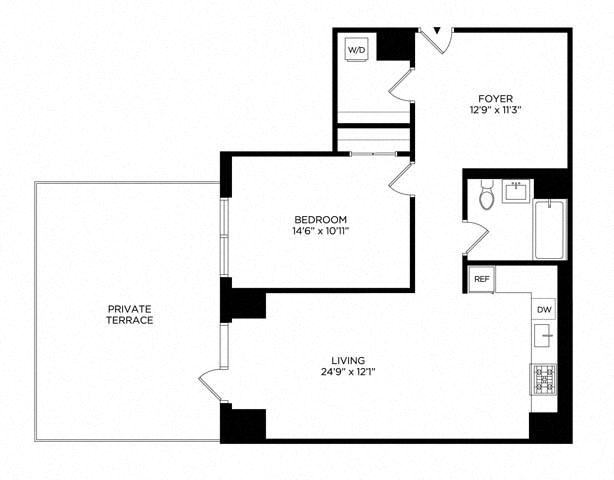 Floor plan layout diagram for 1CU West