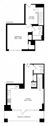 Floor plan layout diagram for 1CV Townhome West