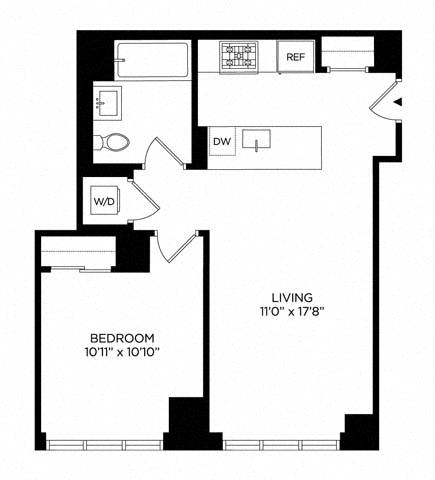 Floor plan layout diagram for 1W East