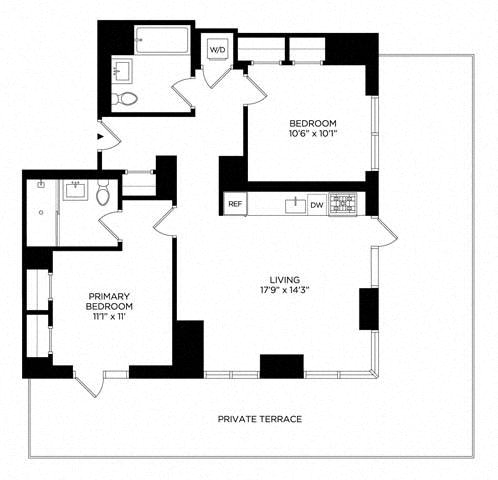 Floor plan layout diagram for 2AA East