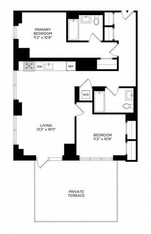 2AG Penthouse w/ Terrace West floor plan