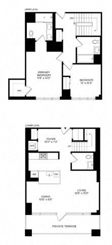 2BB Townhome West floor plan