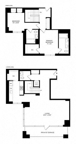 Floor plan layout diagram for 2BD