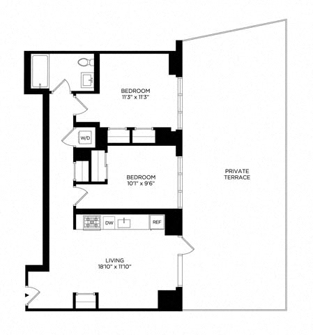 Floor plan layout diagram for 2J West