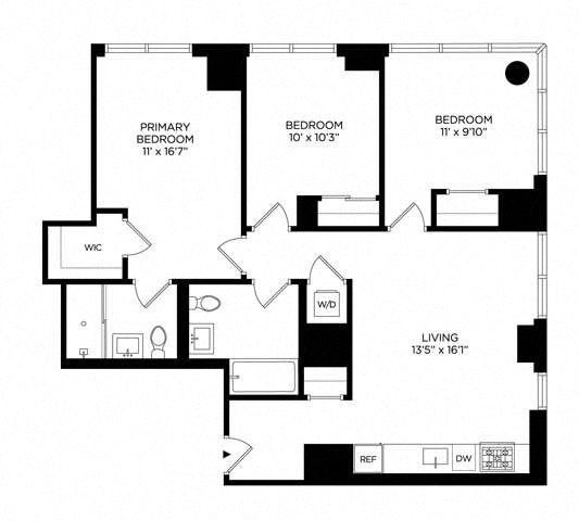 Floor plan layout diagram for 3B