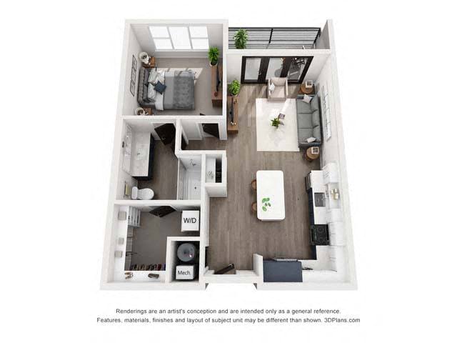 Floor plan layout diagram for 1B