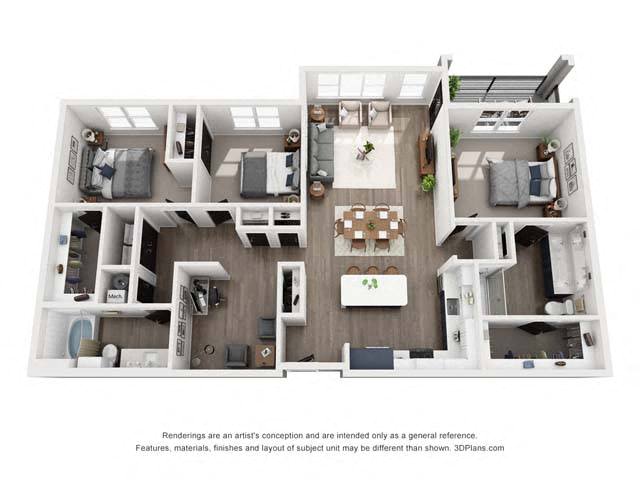Floor plan layout diagram for 3B Den