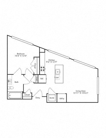 Floor plan layout diagram for 1H