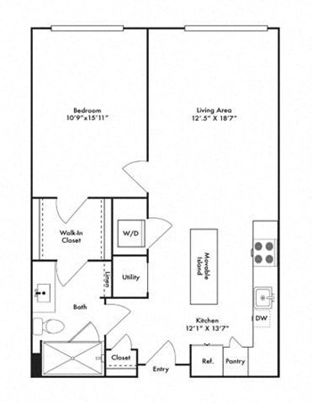 1K floor plan