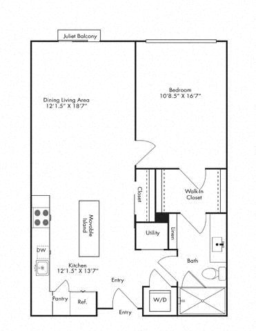 Floor plan layout diagram for 1U