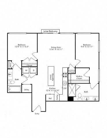 Floor plan layout diagram for 2C