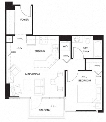 Floor plan layout diagram for 1A w Balcony Renovation 2