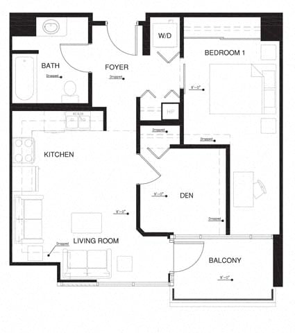 Floor plan layout diagram for 1D