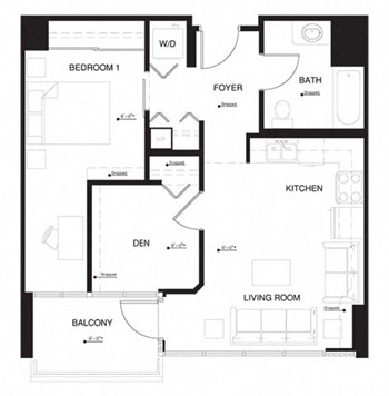 1G Den w Balcony Renovation 2 floor plan