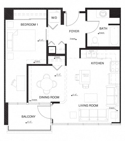 Floor plan layout diagram for 1J
