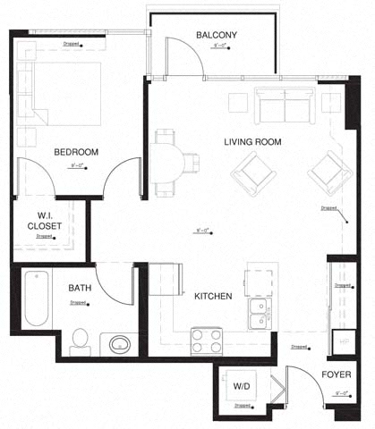 Floor plan layout diagram for 1P w Balcony Renovation 2