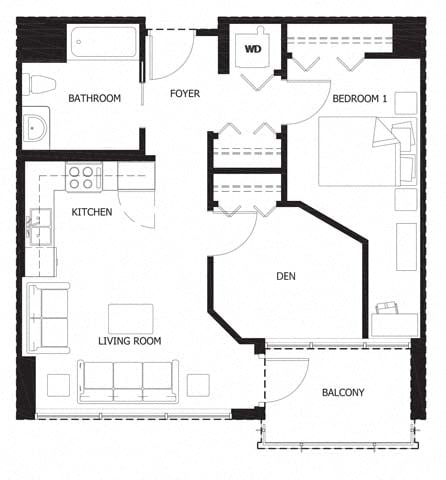 Floor plan layout diagram for 1S