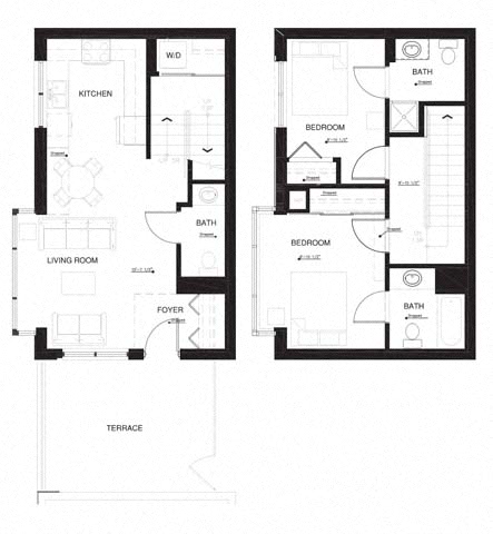 Floor plan layout diagram for 2AA w Balcony Renovation 2