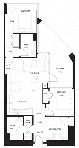Floor plan layout diagram for 2AF w Balcony