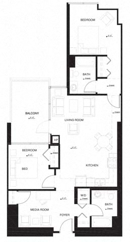 Floor plan layout diagram for 2AG w Balcony Renovation 2