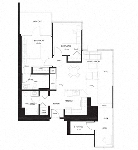 Floor plan layout diagram for 2AK Den w Balcony Renovation 3