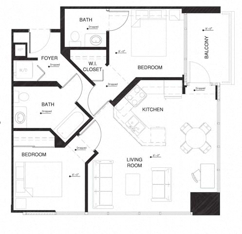 Floor plan layout diagram for 2A w Balcony Renovation 2