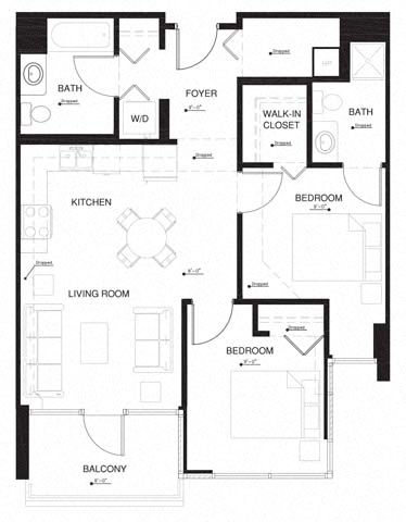 Floor plan layout diagram for 2G w Balcony Renovation 2