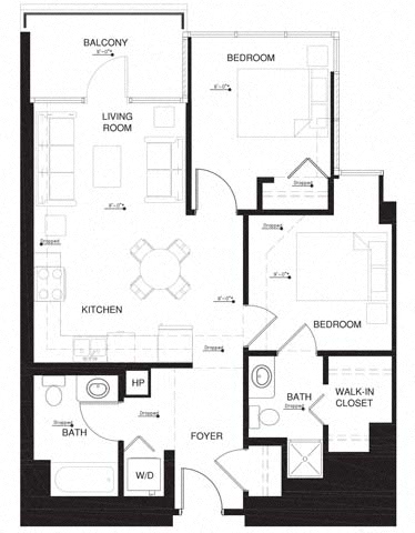 Floor plan layout diagram for 2M w Balcony Renovation 2