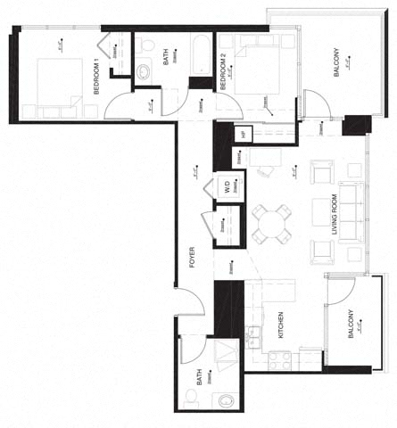 Floor plan layout diagram for 2P w Balcony Renovation 2