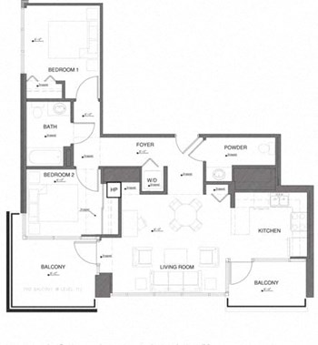 2R w Balcony Renovation 2 floor plan