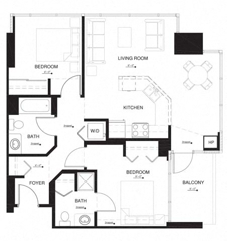 Floor plan layout diagram for 2S w Balcony Renovation 2