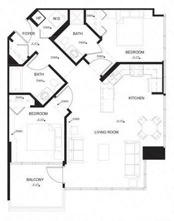 2U w Balcony floor plan