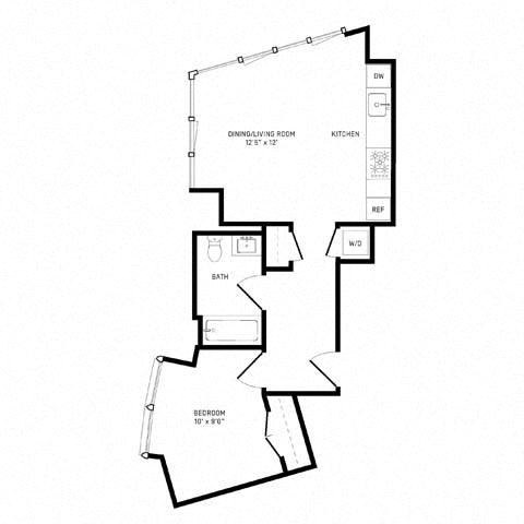 Floor plan layout diagram for 1B
