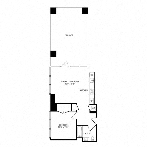 Floor plan layout diagram for 1H w/ Terrace