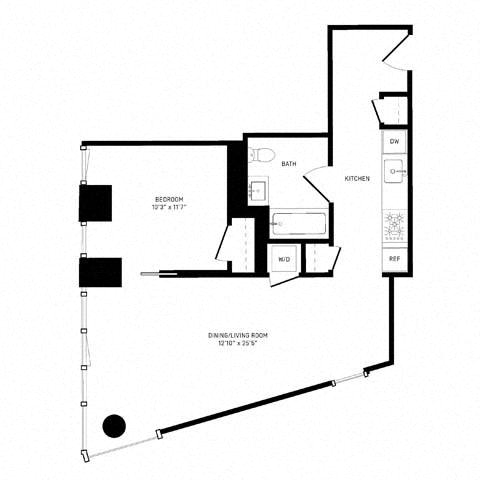 Floor plan layout diagram for 1J